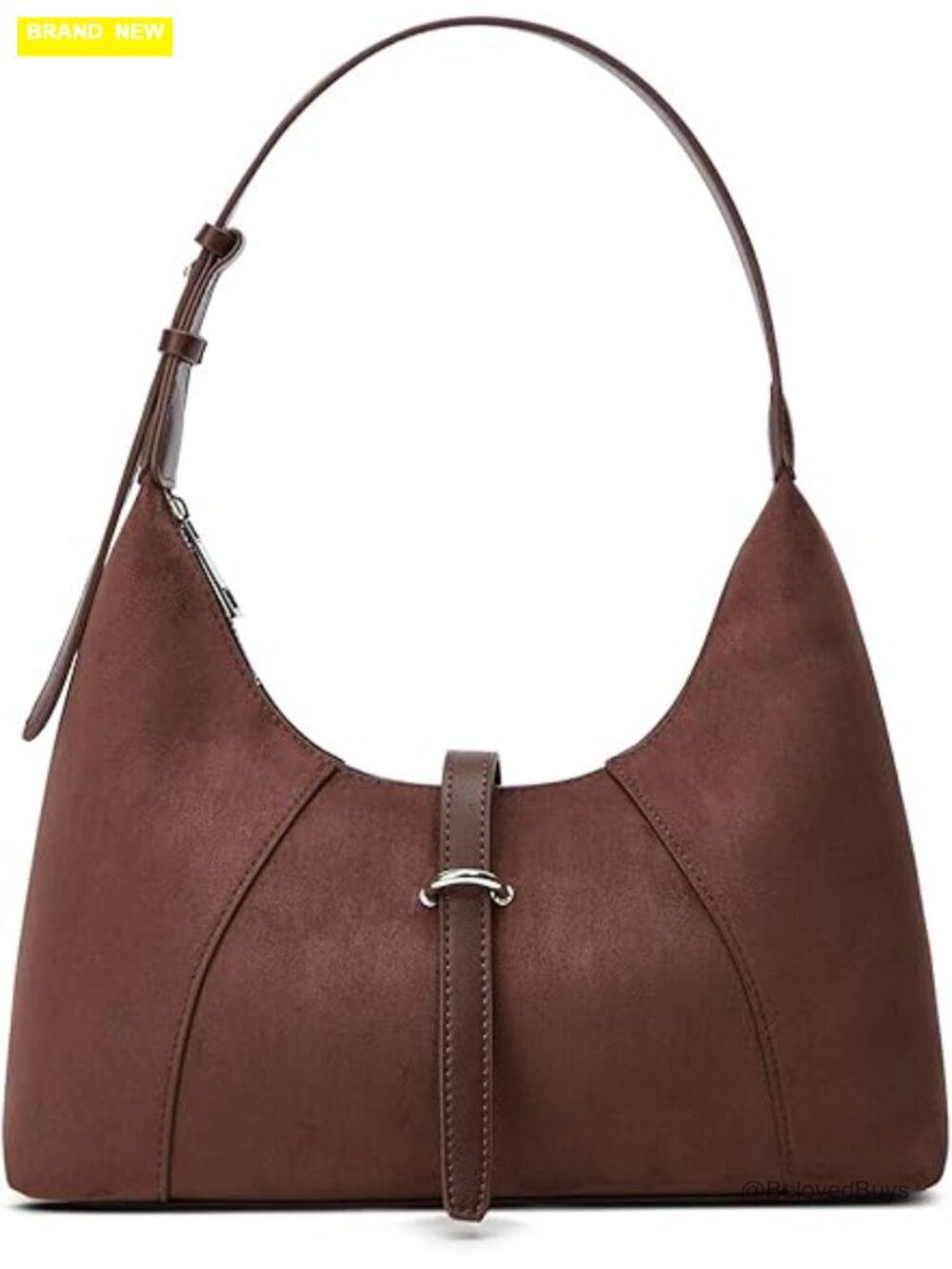 Suede Crescent Shoulder Bag Small Hobo Underarm Purse Crossbody